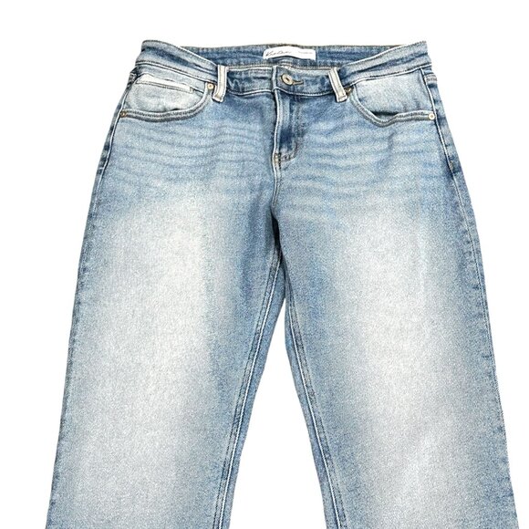 KanCan Women 26 Light Wash Blue Ankle Jeans Stretch Straight Mid RIse Ripped Hem - Picture 3 of 16